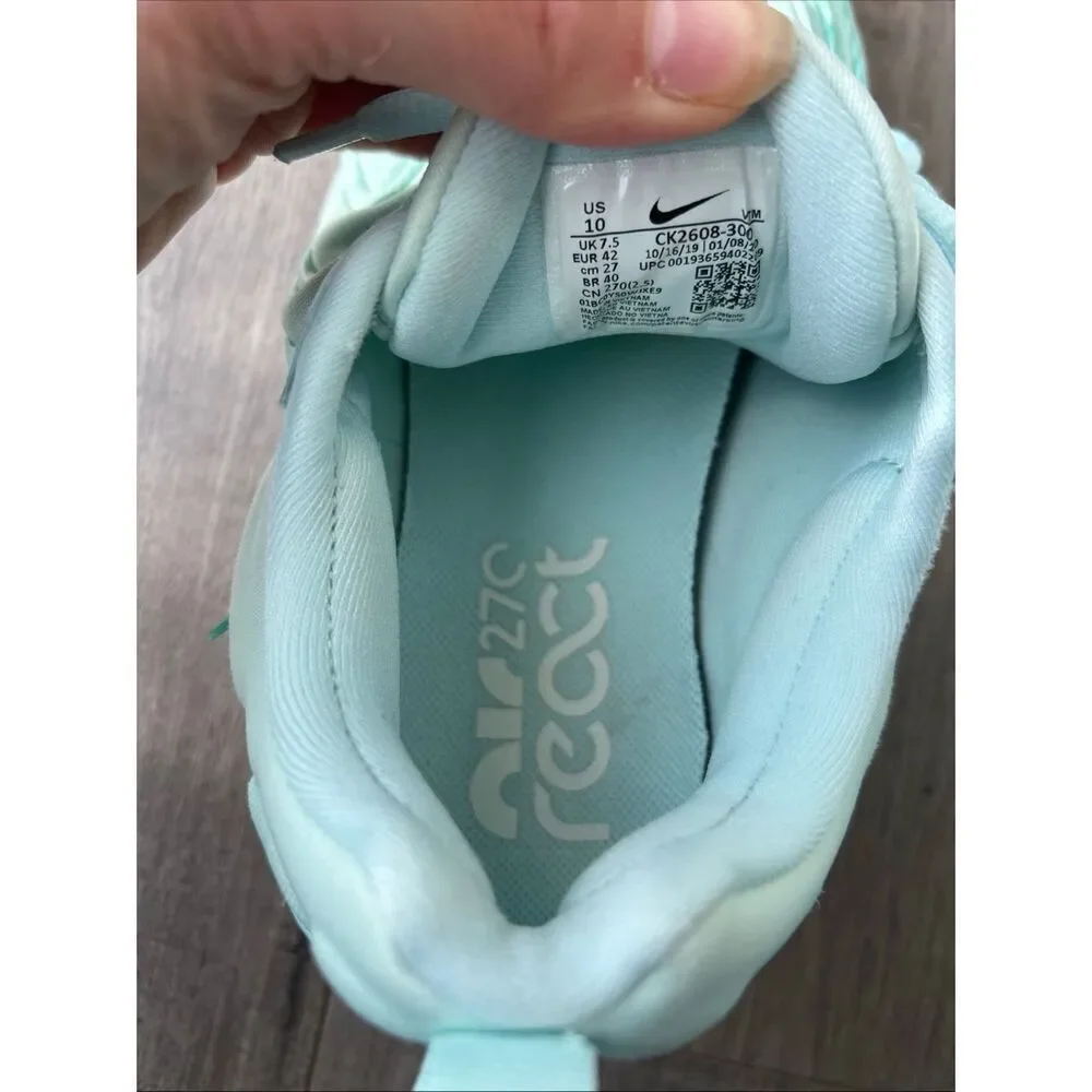 Nike Womens Air Max 270 React ENG CK2608-300 Blue Running Shoes Sneakers Sz 10